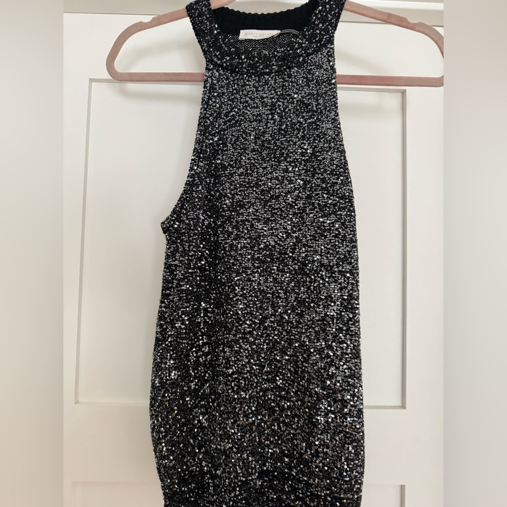 Ramy Brook Black Sequin Knit Top